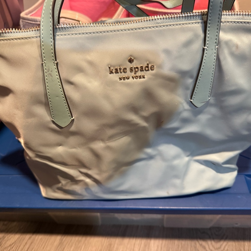 Kate Spade Light Blue canvas Tote Bag